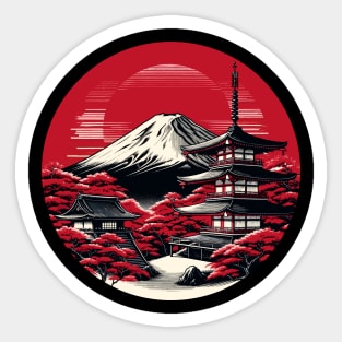 Mount Fuji in Crimson - Japanese Sticker